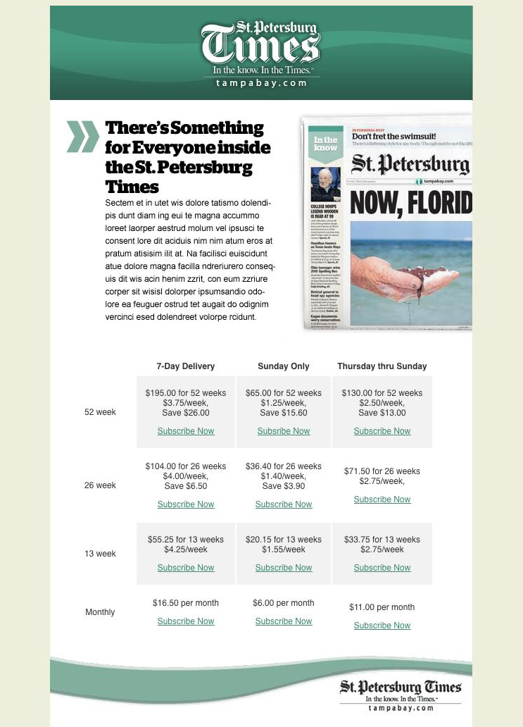St. Petersburg Times Circulation e-mail